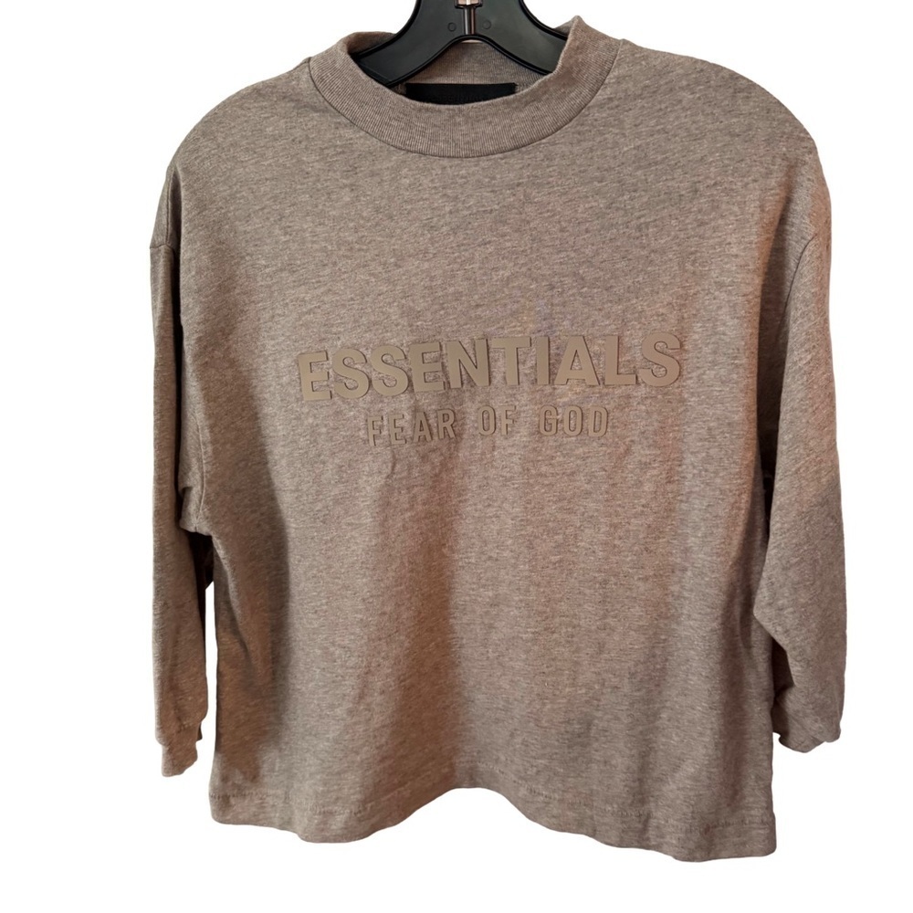 Fear Of God Women’s Cropped 3/4 Sleeve Tee Shirt In Sand Sz 8